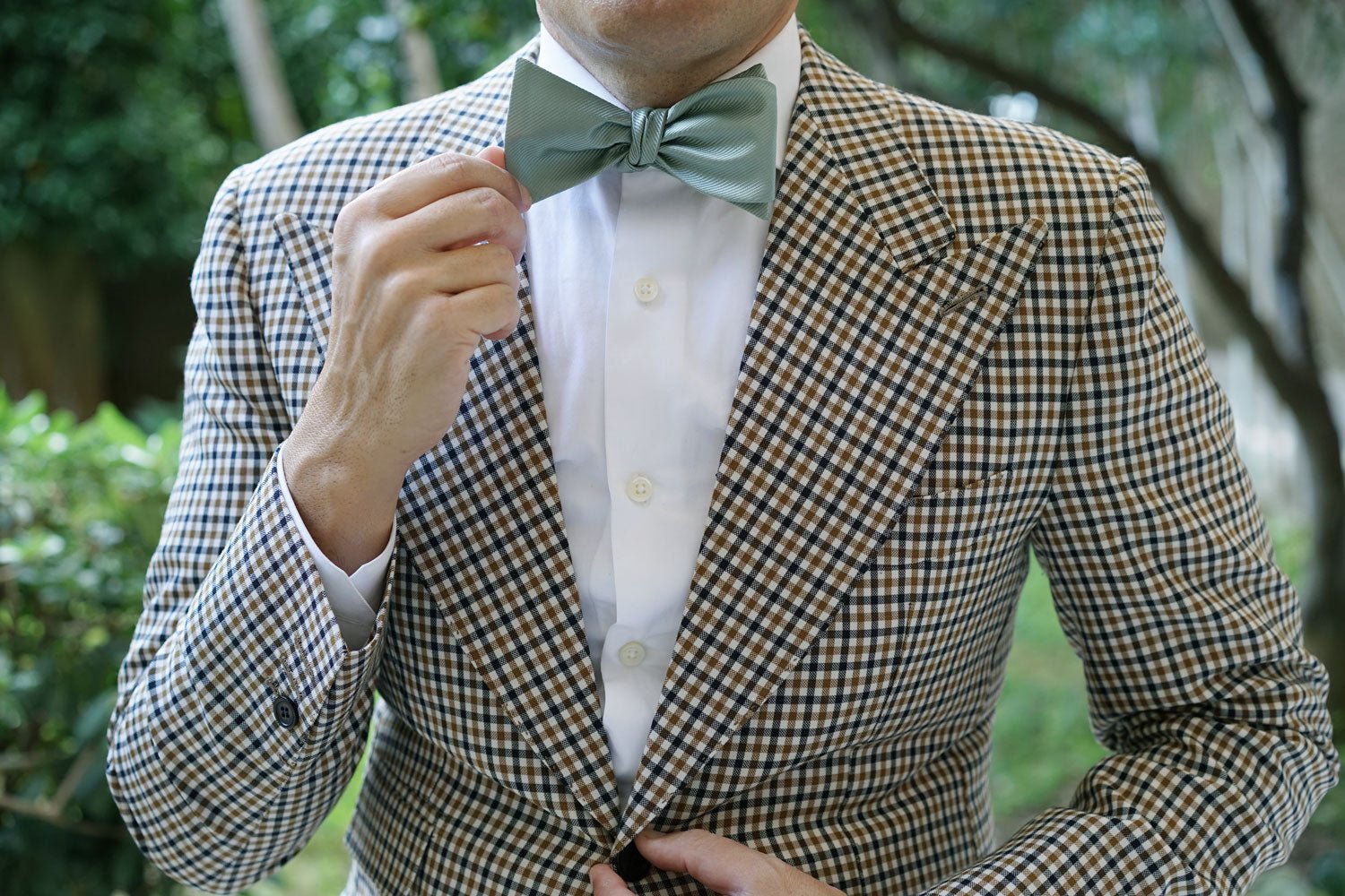 Sage Green Twill Self Bow Tie