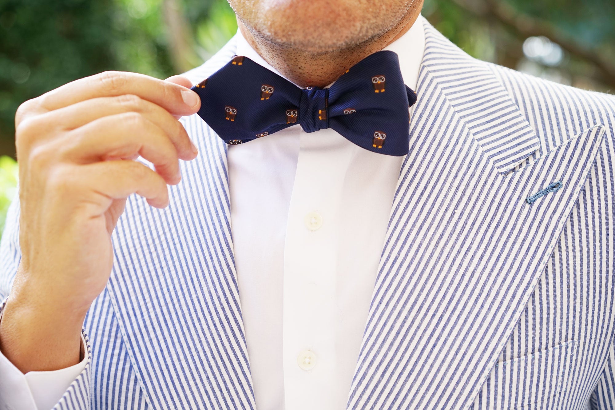 Brown Horned Owl Diamond Self Bow Tie