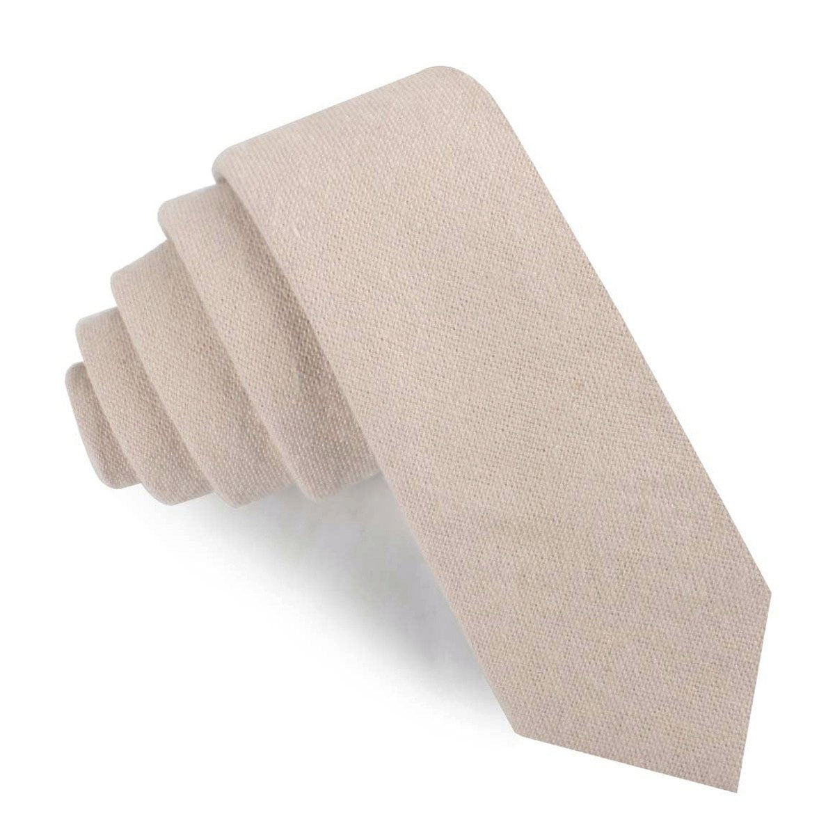 Champagne Beige Linen Skinny Tie