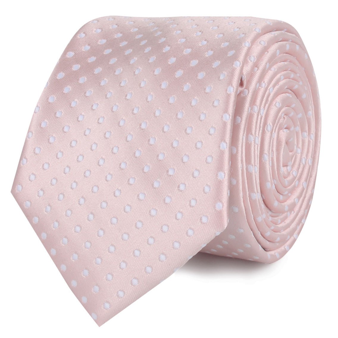 Blush Pink Mini Polka Dots Skinny Tie