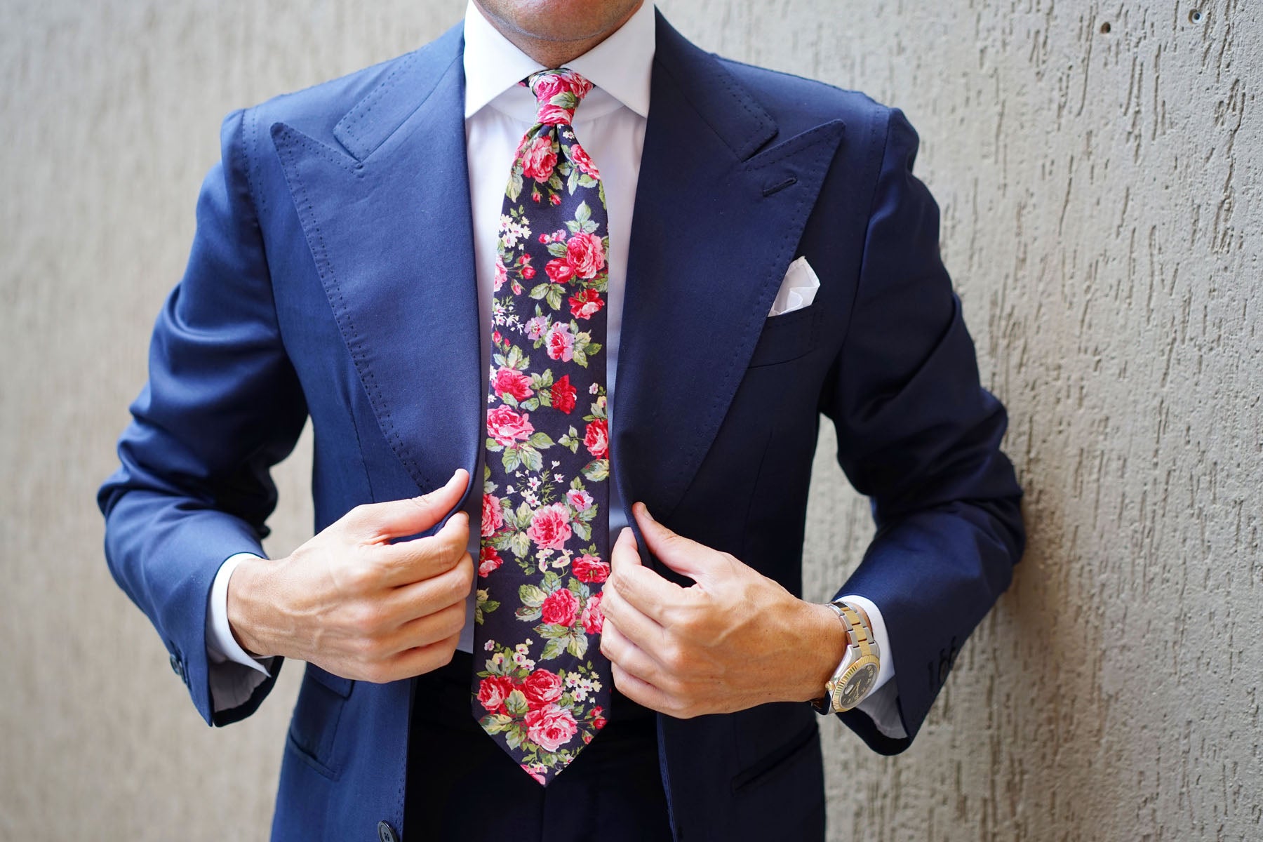 Santorini Pink Roses Necktie