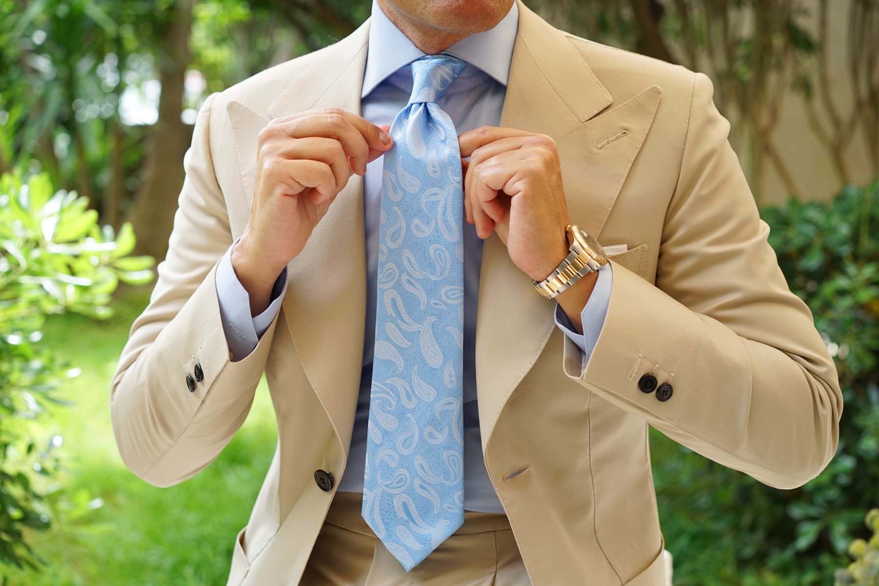 Baby Blue Teardrop Paisley Necktie