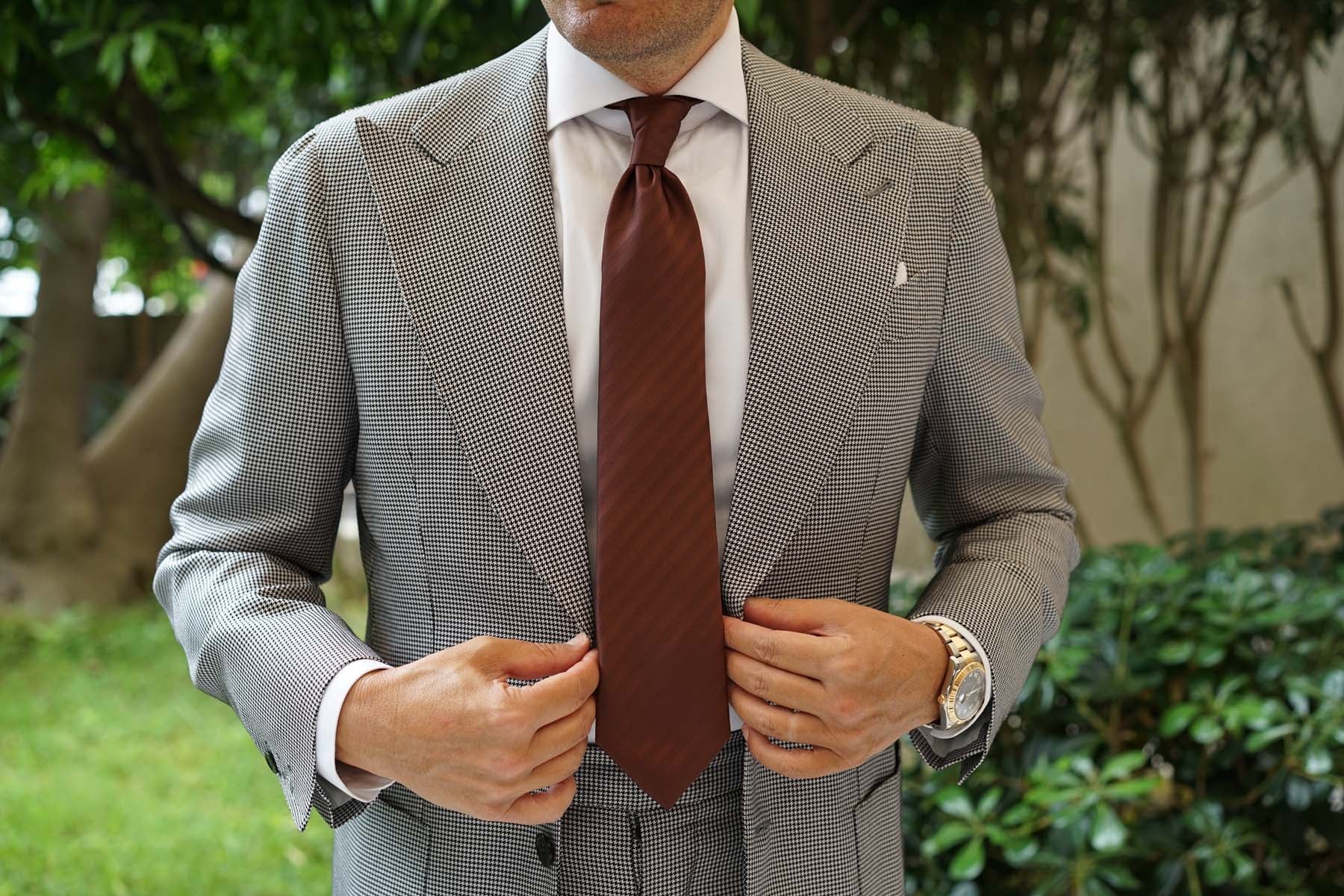 Cinnamon Brown Striped Necktie