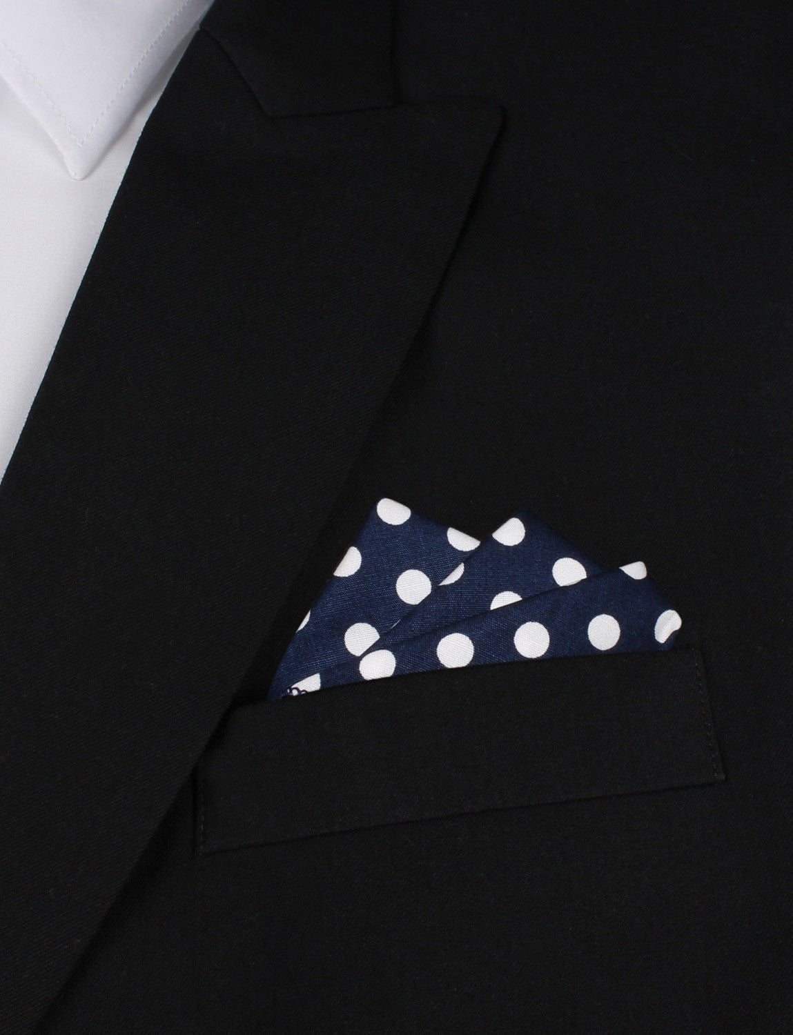 Navy Blue with White Large Polka Dots Cotton Pocket Square