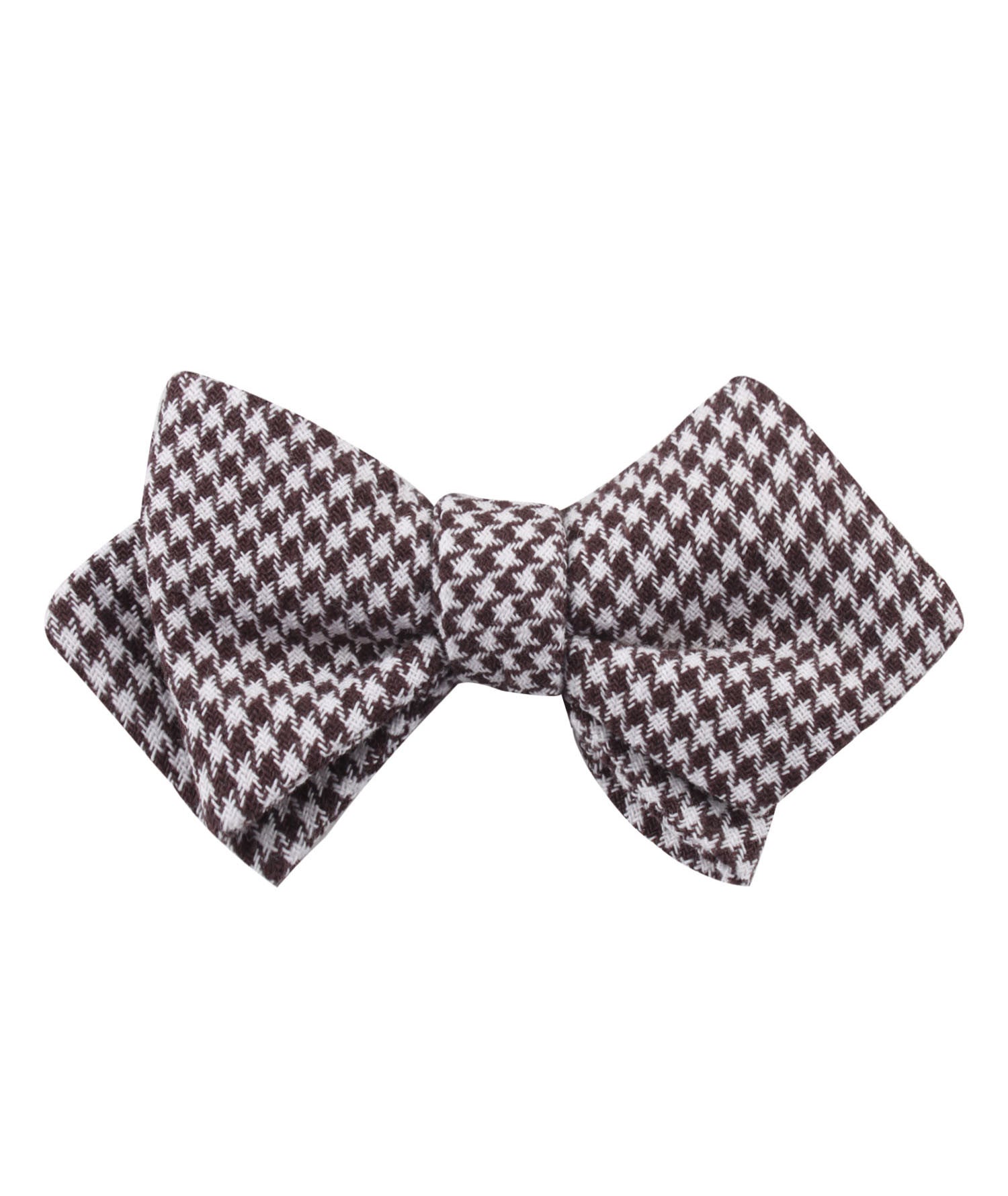 Cappuccino Houndstooth Brown Linen Diamond Self Bow Tie