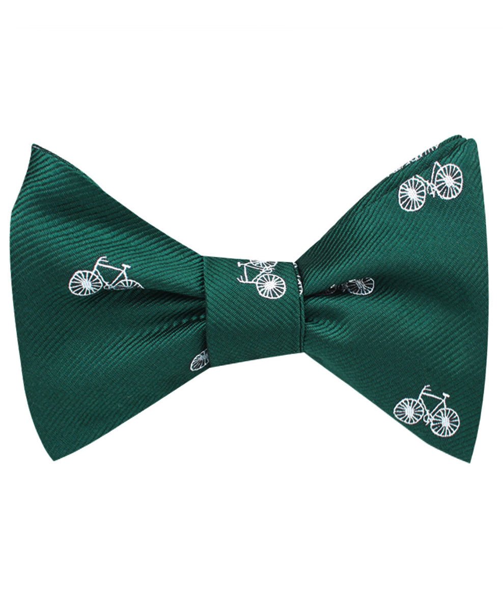 Dark Green French Bicycle Self Bow Tie