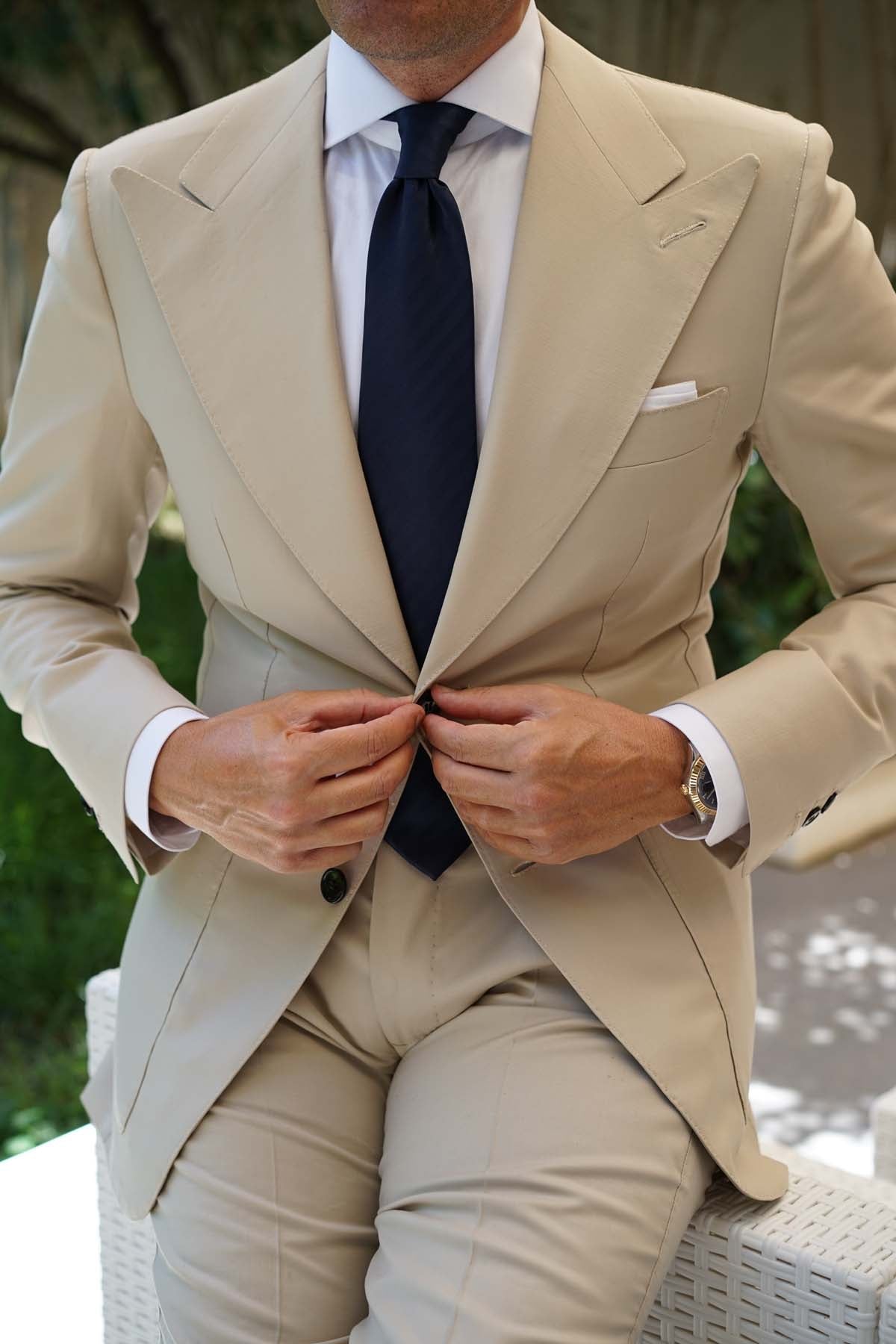 Venice Navy Blue Striped Necktie