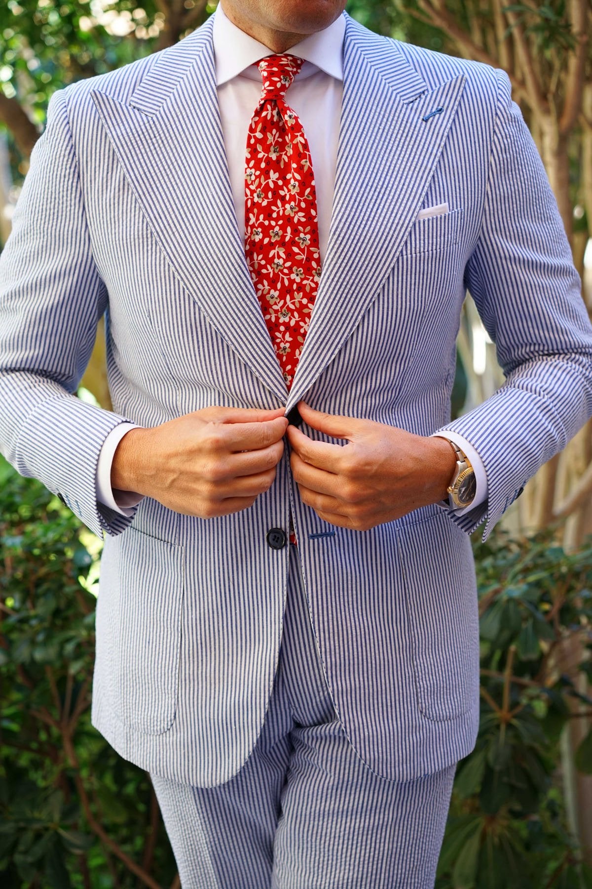 Yukata Red Floral Necktie