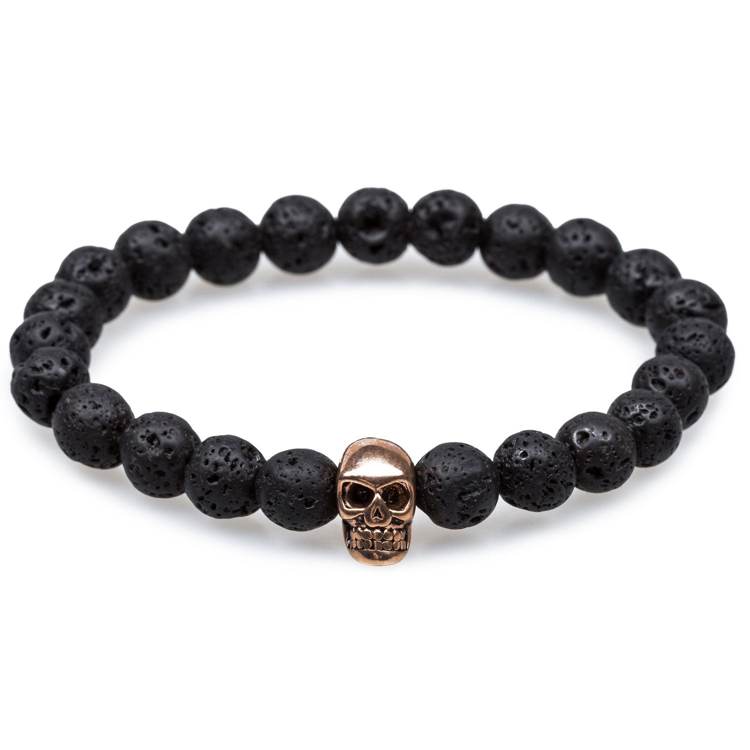 Davy Jones Volcanic Rock Rose Gold Skull Bracelet