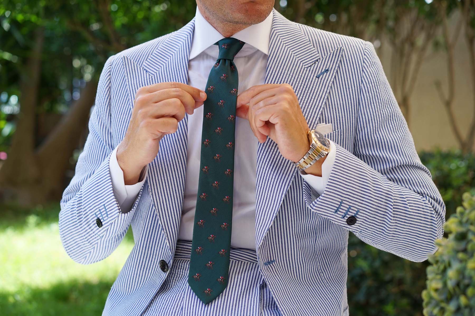 Green Victory Racehorse Skinny Tie