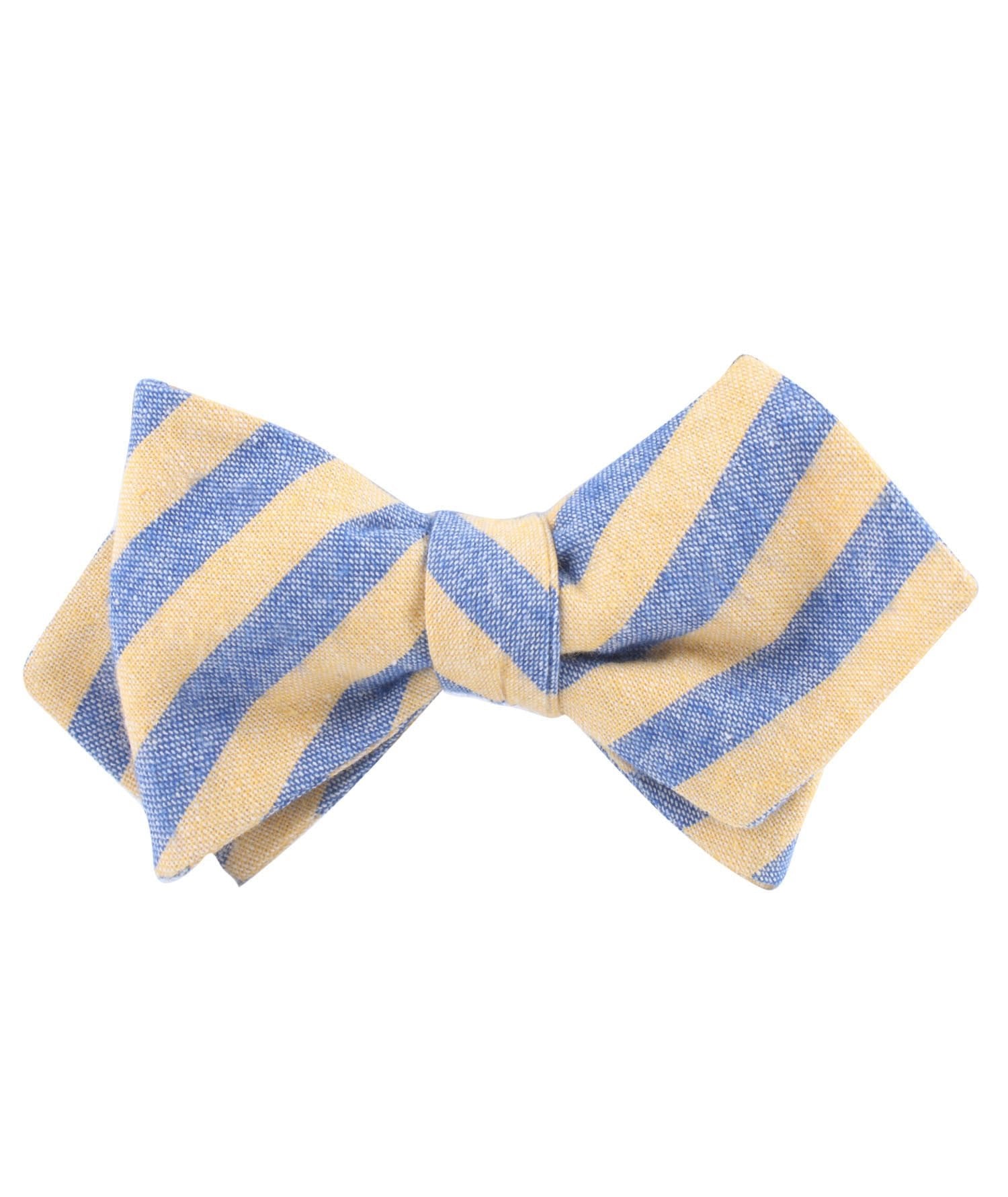 Yellow & Blue Bengal Linen Diamond Self Bow Tie