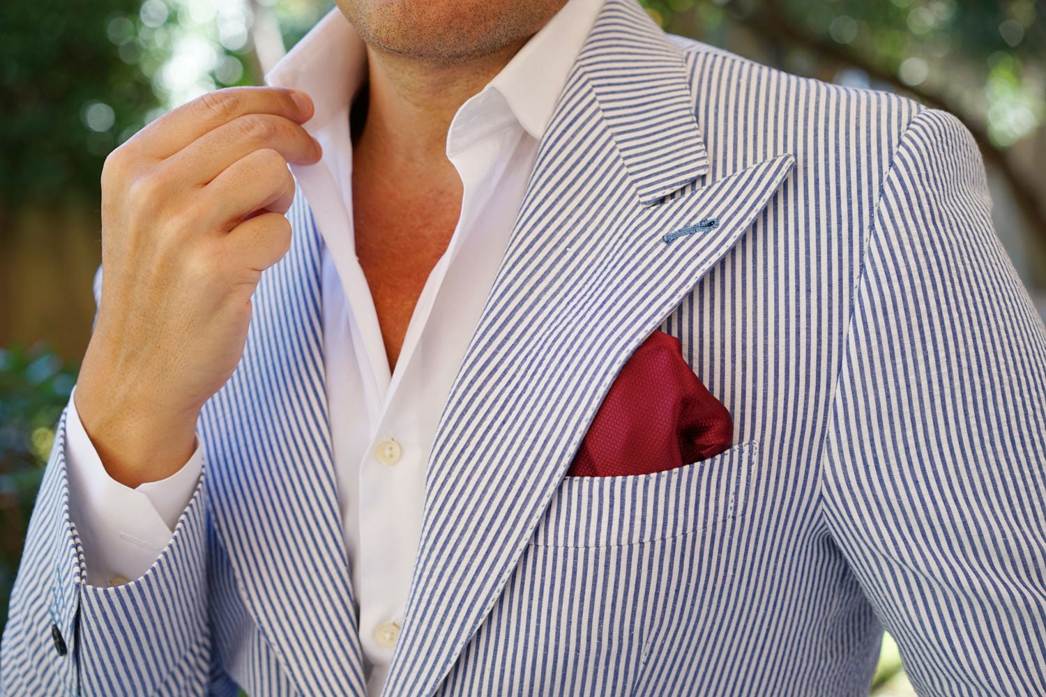 Burgundy Basket Weave Pocket Square