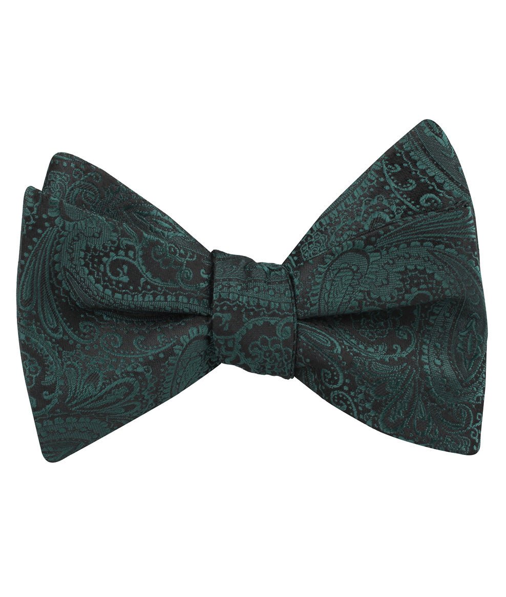 Emerald Green Paisley Self Bow Tie