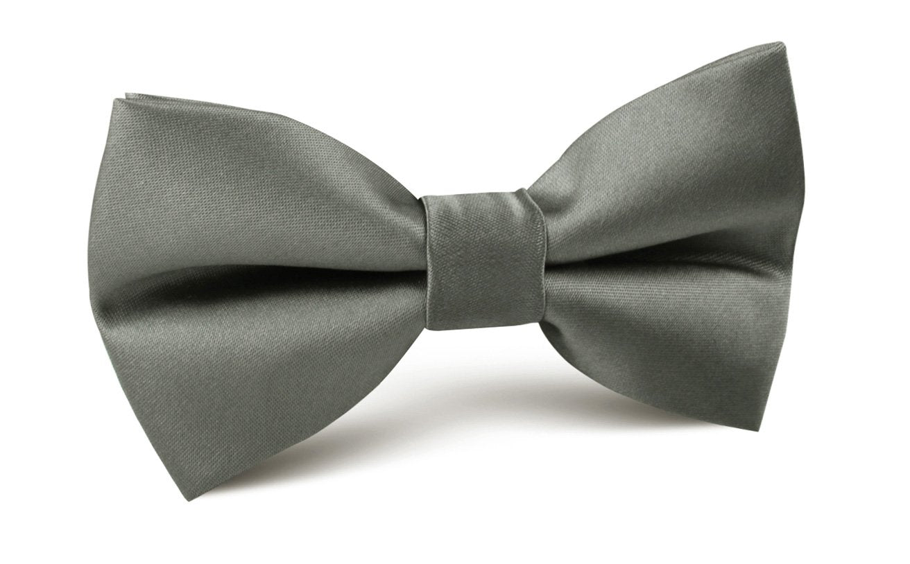 Soft Charcoal Crisp Satin Bow Tie