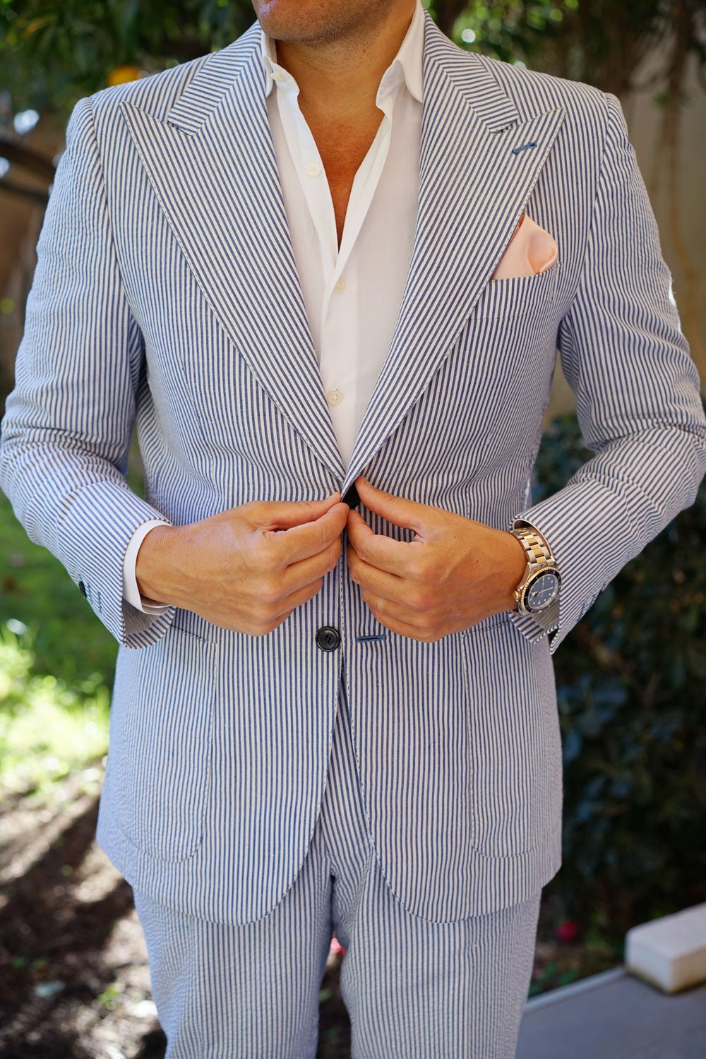 Blush Pink Basket Weave Pocket Square