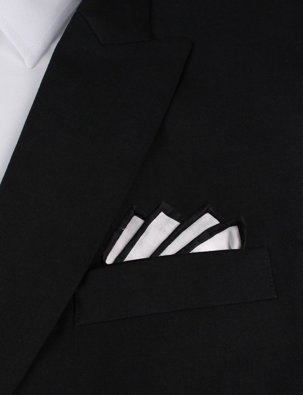 White Cotton Pocket Square with Black Border