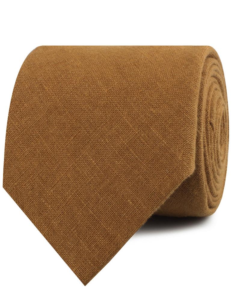 Dark Mustard Brown Linen Necktie