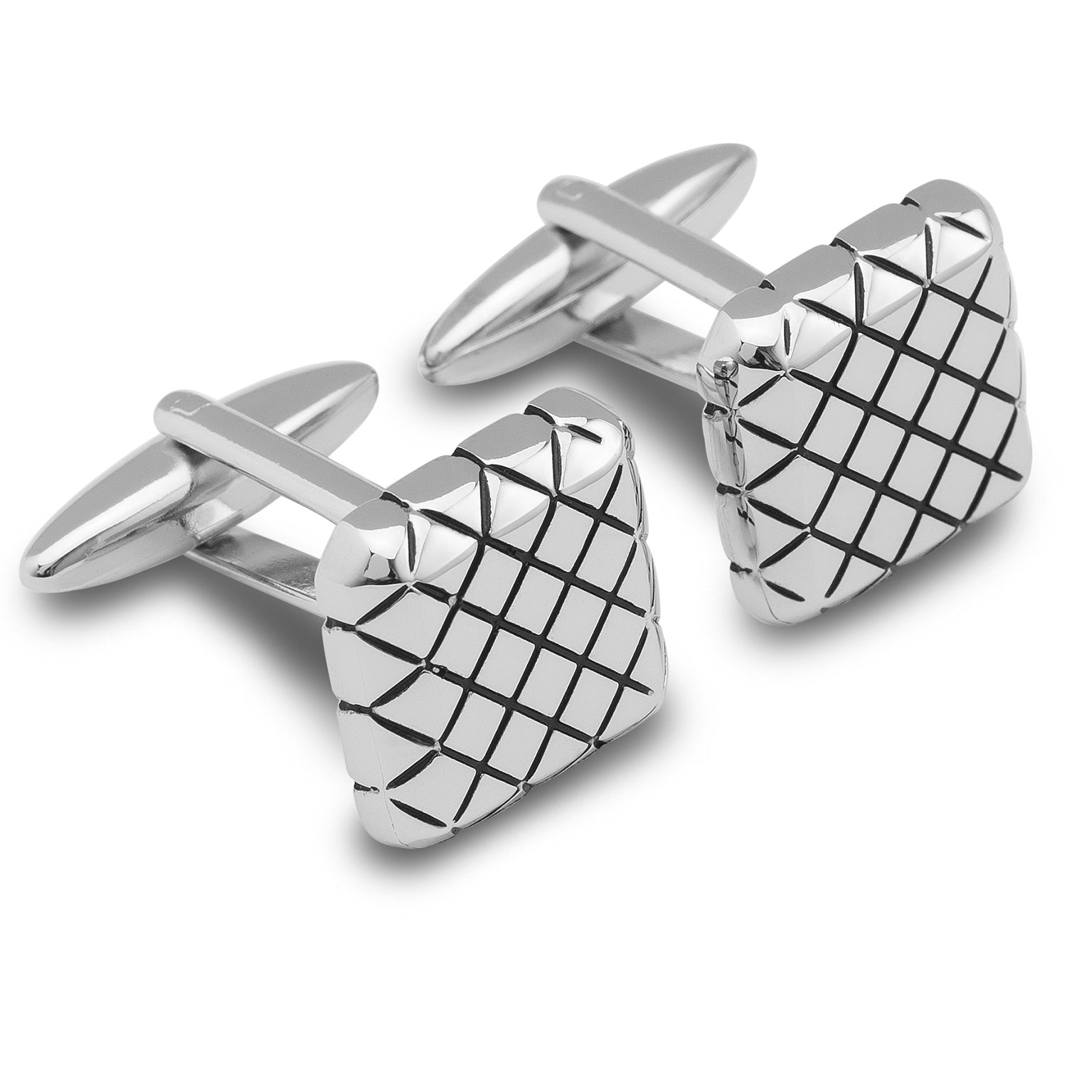 Silver Samurai Crosshatch Cufflinks