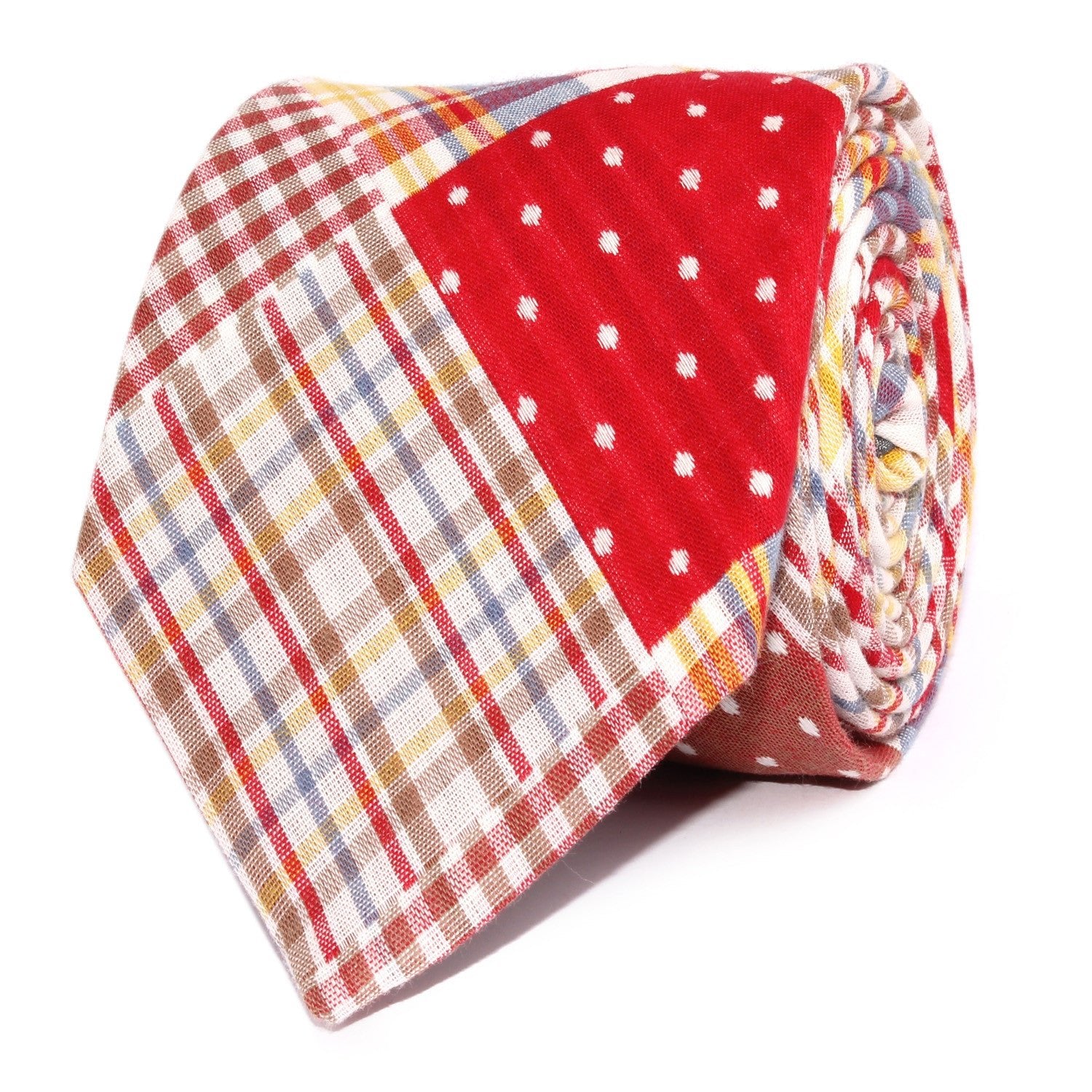 Plaid Red Gingham Cotton Polka Dot Necktie