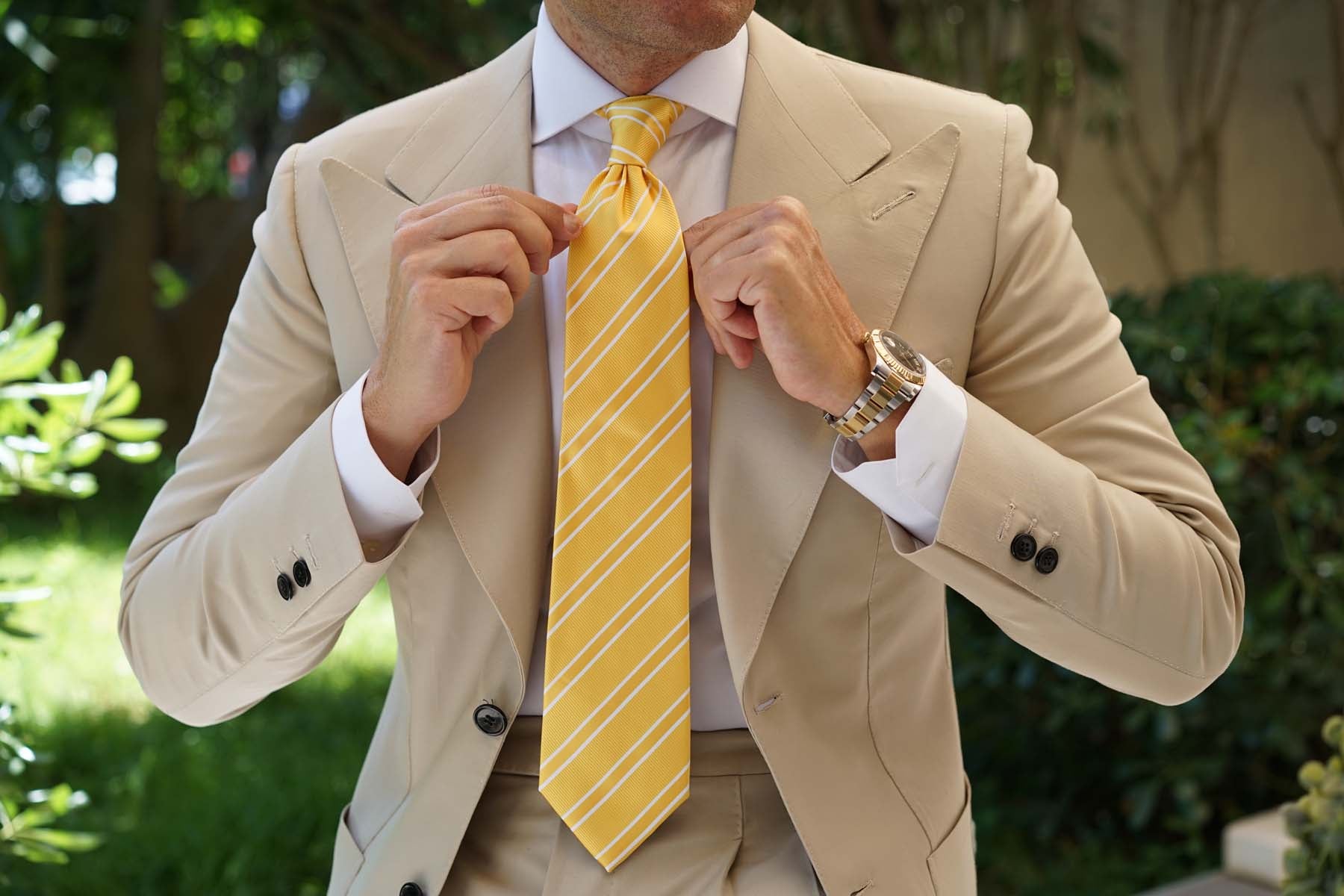 Sunflower Yellow Double Stripe Necktie