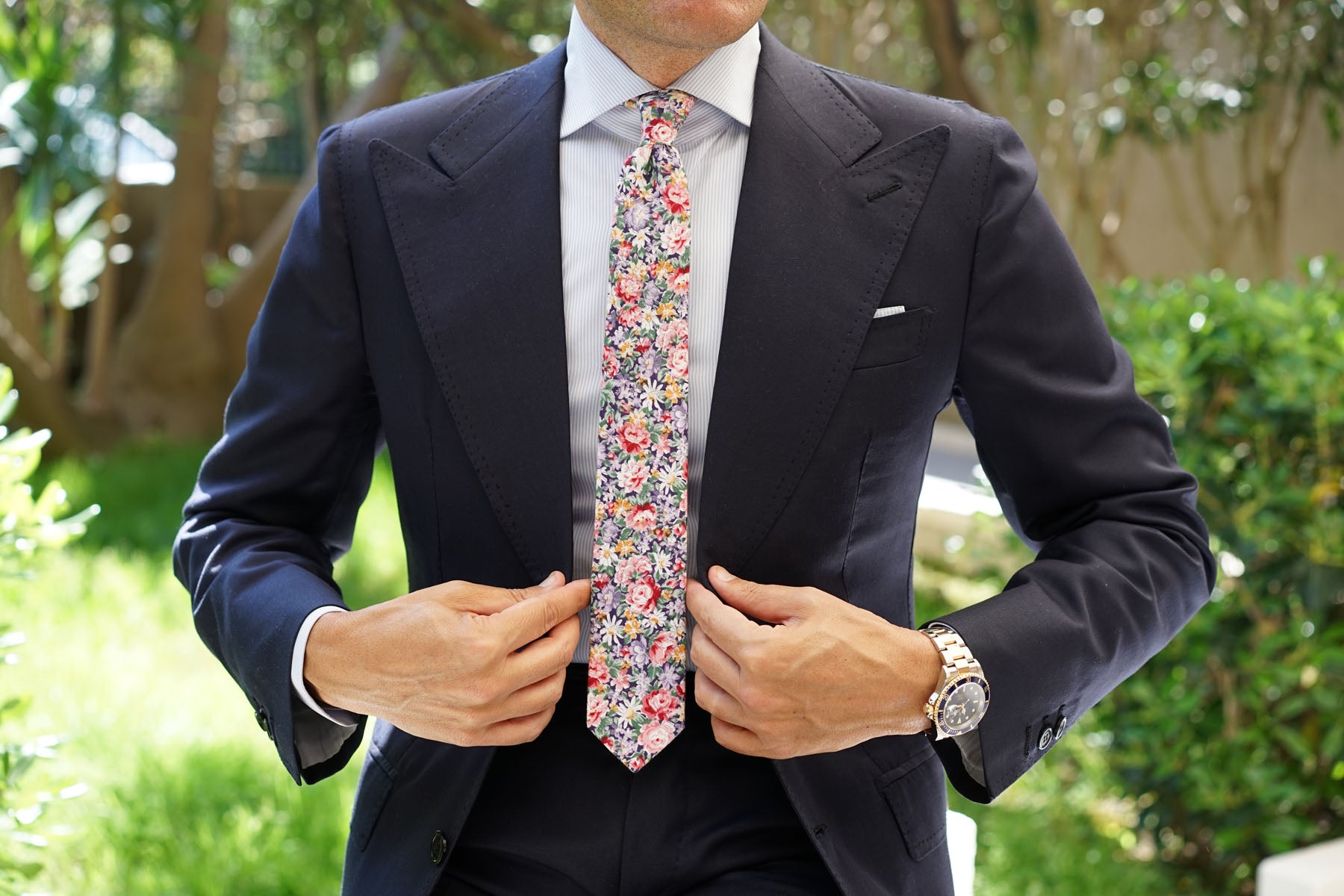 Purple Giverny Floral Skinny Tie