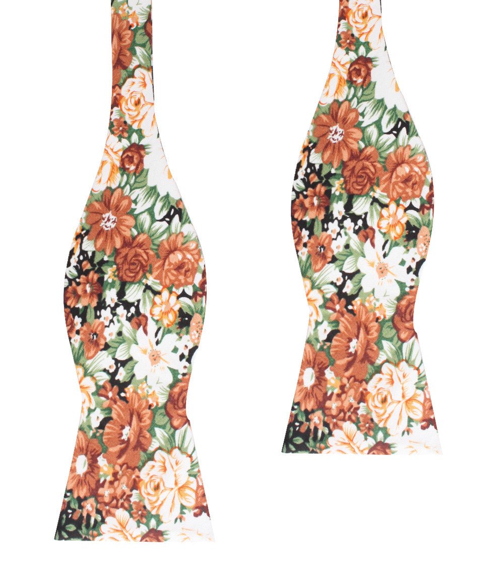 San Pietro Orange Floral Self Bow Tie