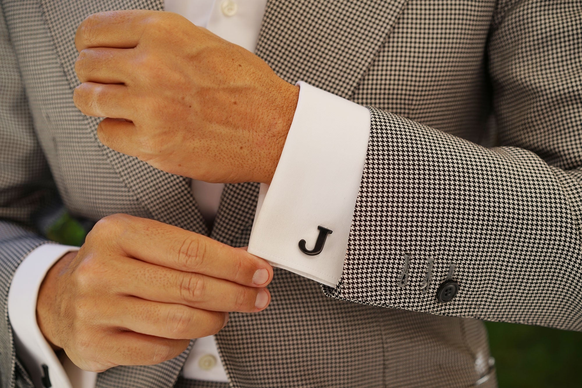 Black And Gold Letter J Cufflinks