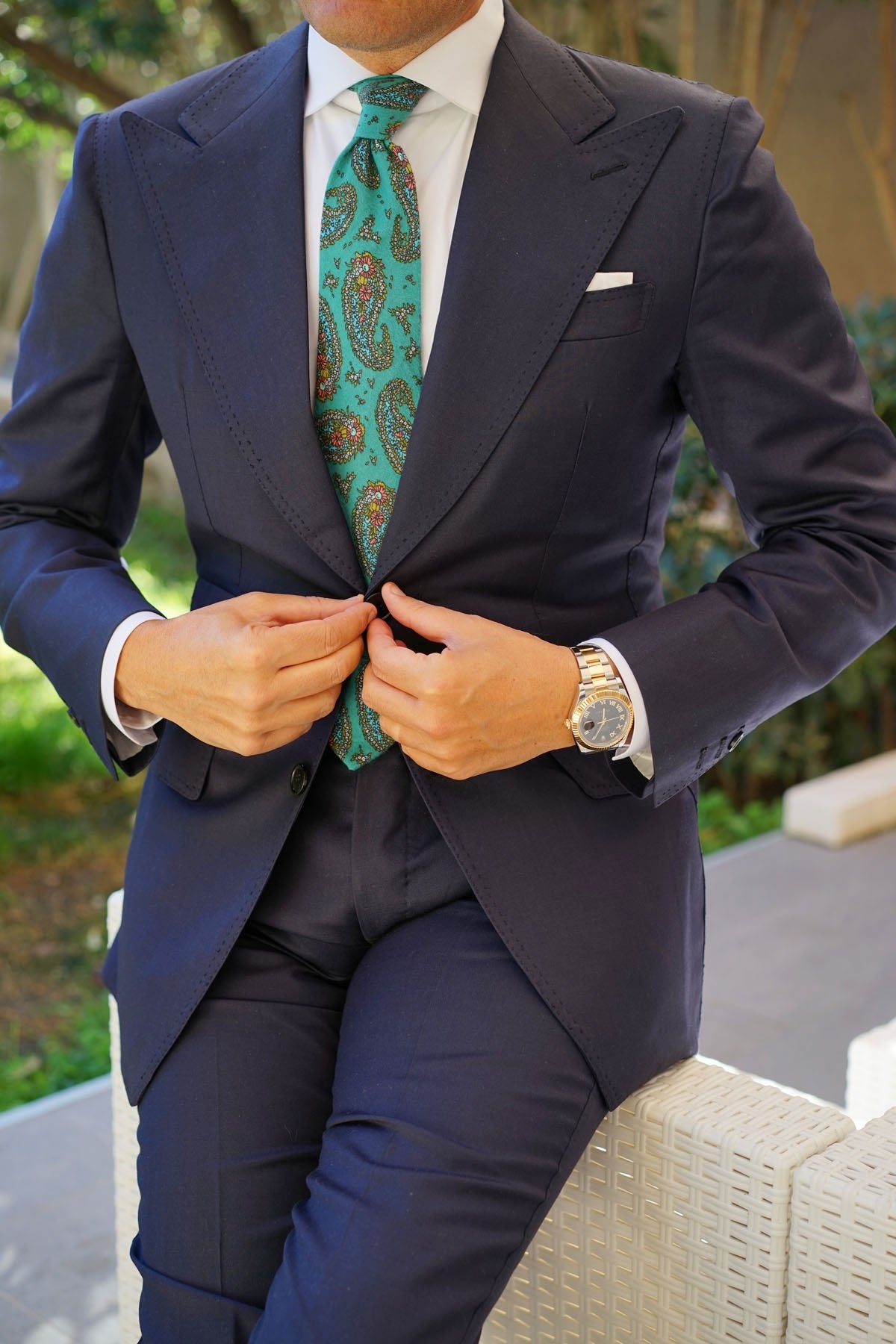 Amer Fort Teal Paisley Necktie