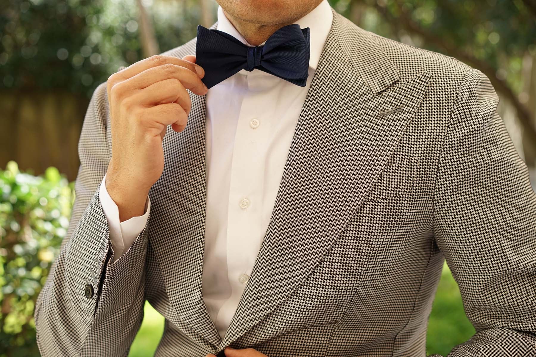 Navy Blue Weave Self Bow Tie