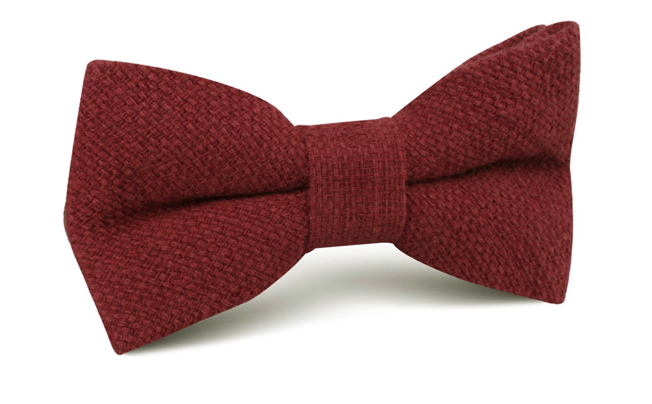 Burnt Burgundy Basket Weave Linen Bow Tie