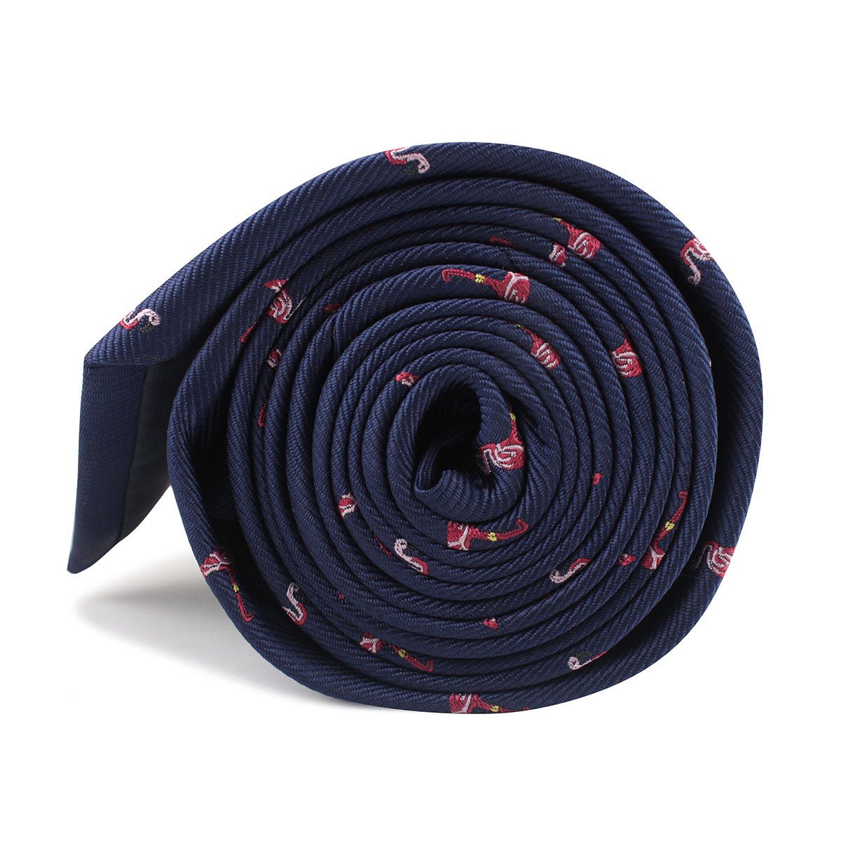 The Navy Blue Pink Flamingo Necktie