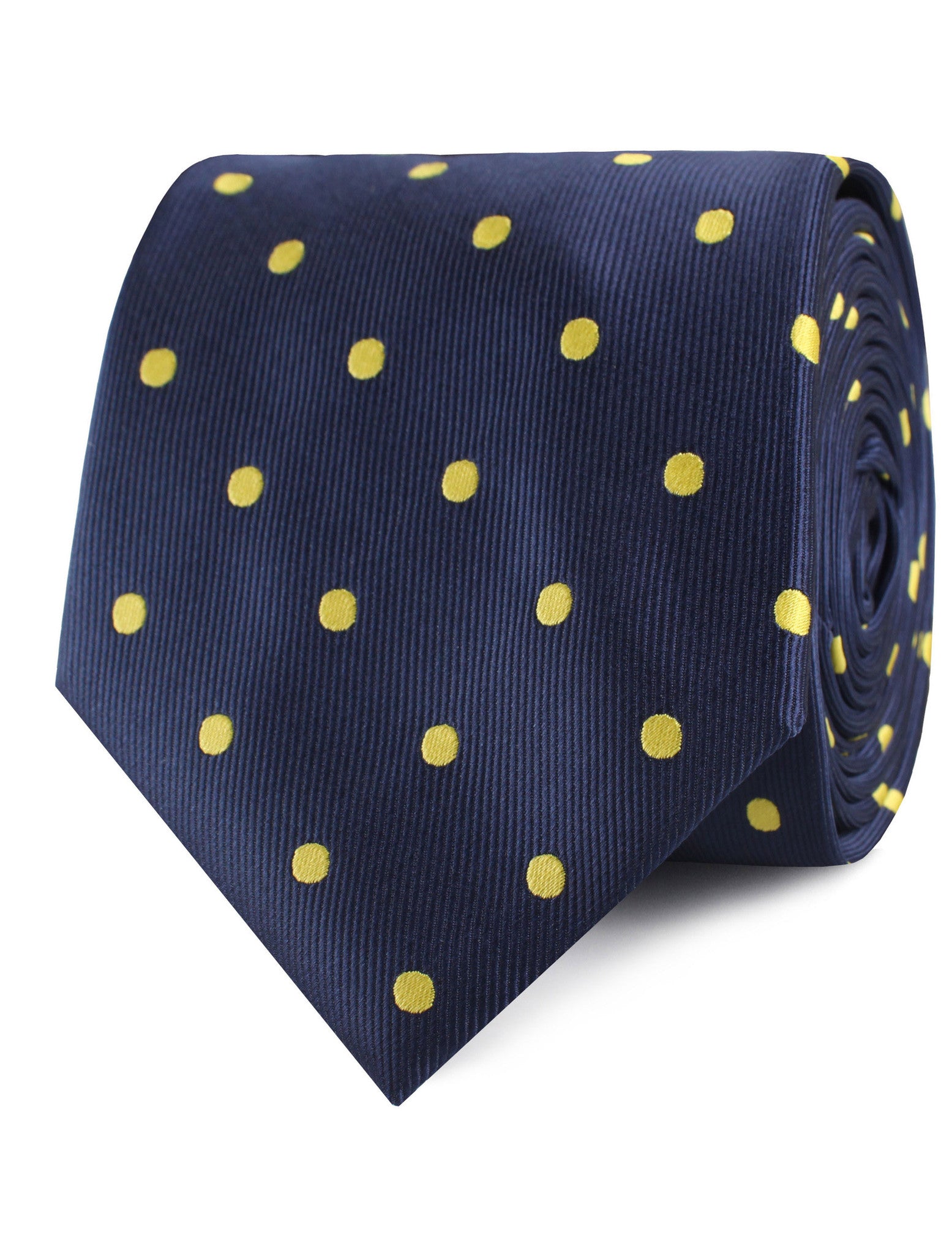 Navy on Large Yellow Dots Tie