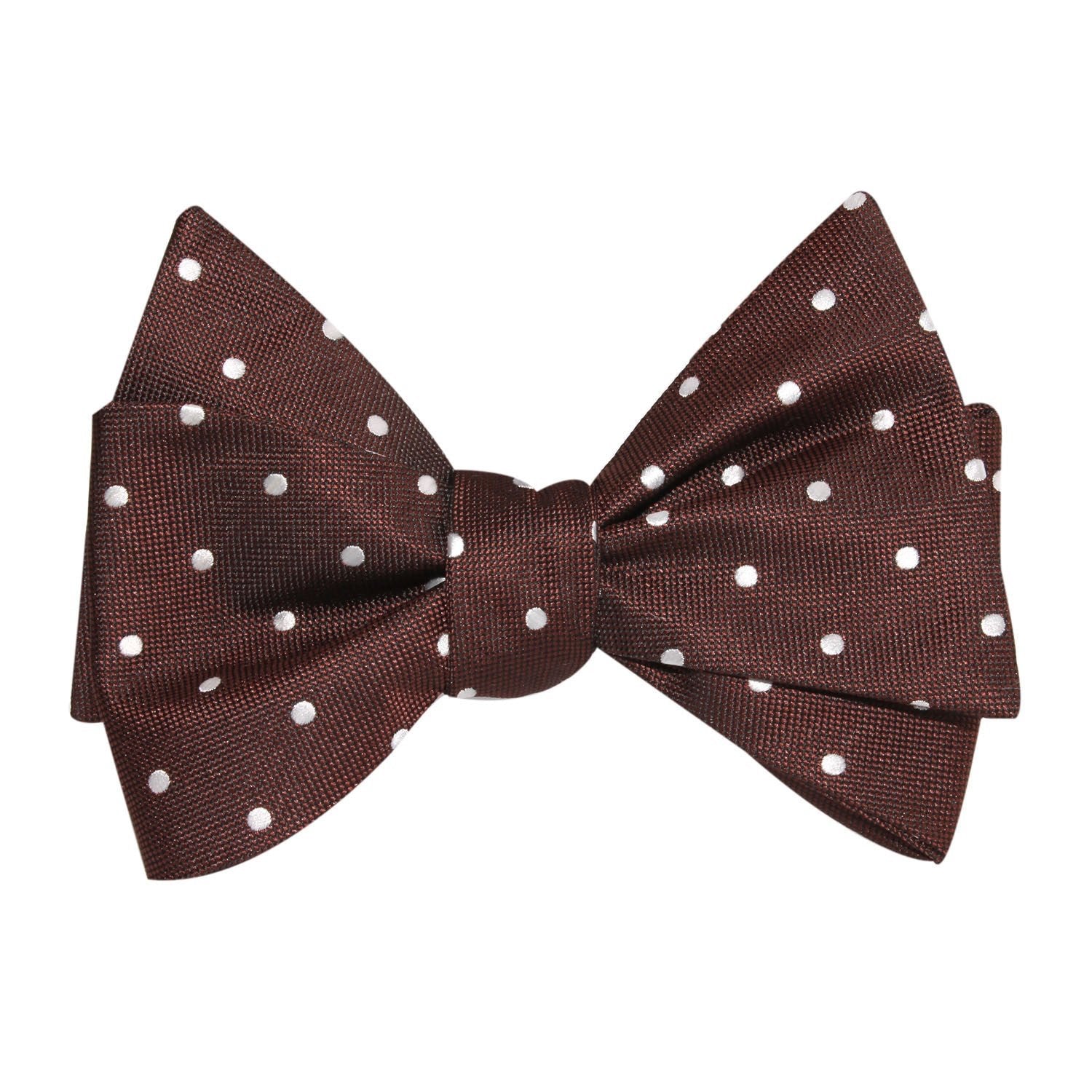 Brown with White Polka Dots Self Tie Bow Tie