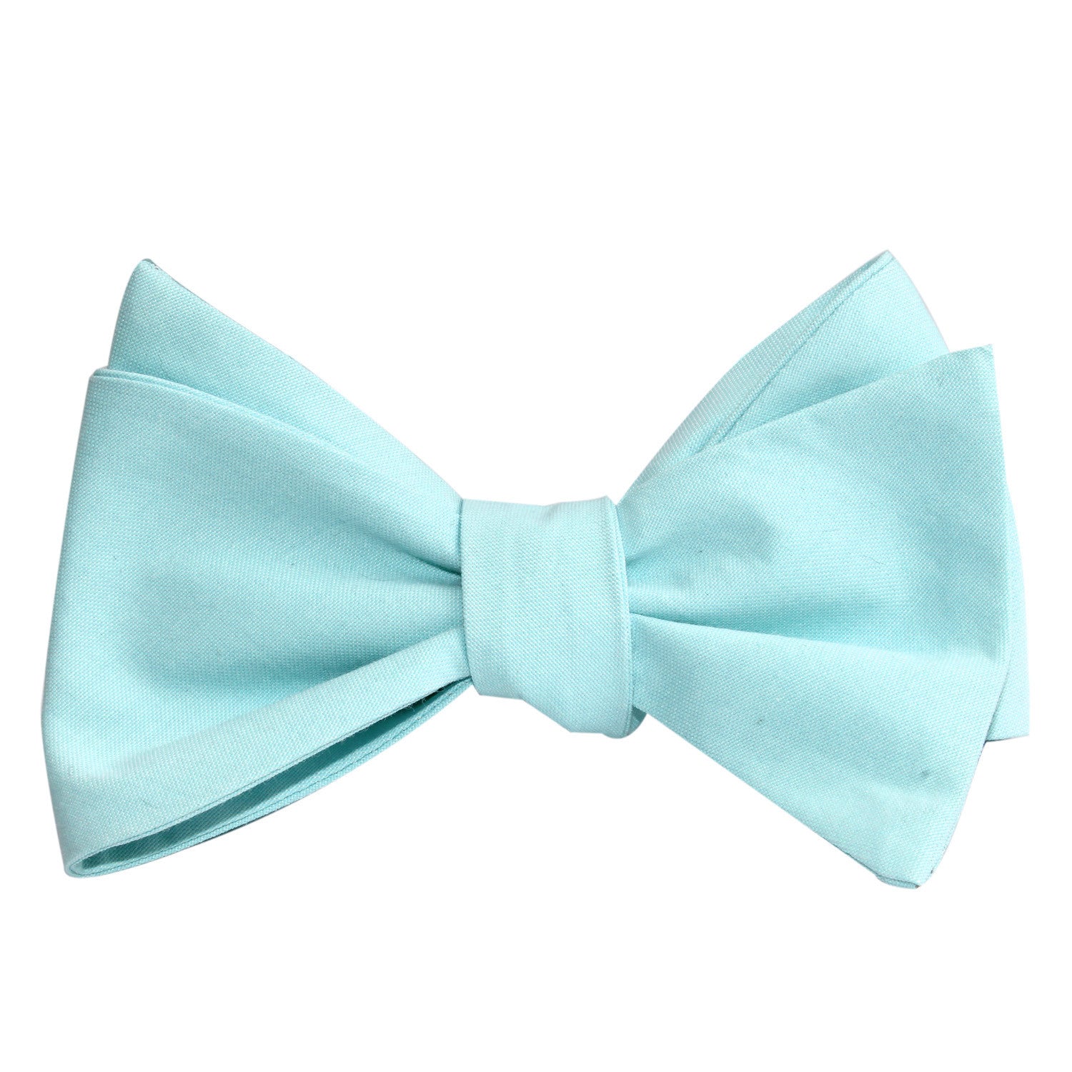 Mint Blue Cotton Self Tie Bow Tie