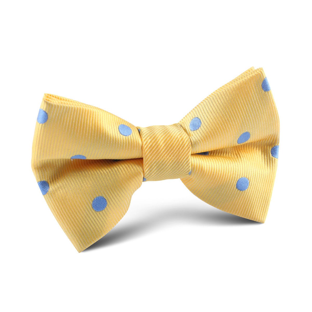 Yellow with Light Blue Polka Dots Kids Bow Tie