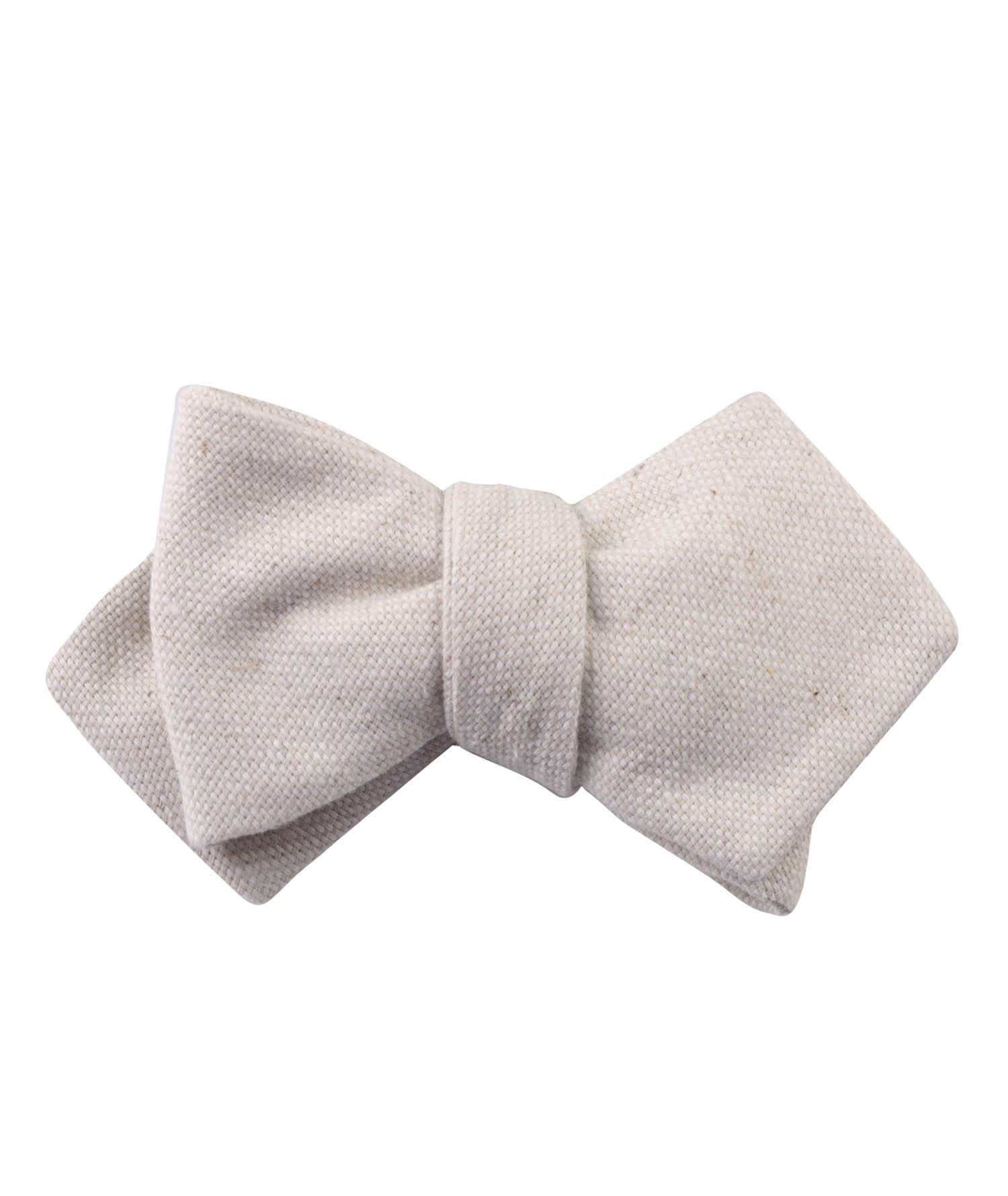 Dry Khaki White Linen Diamond Self Bow Tie