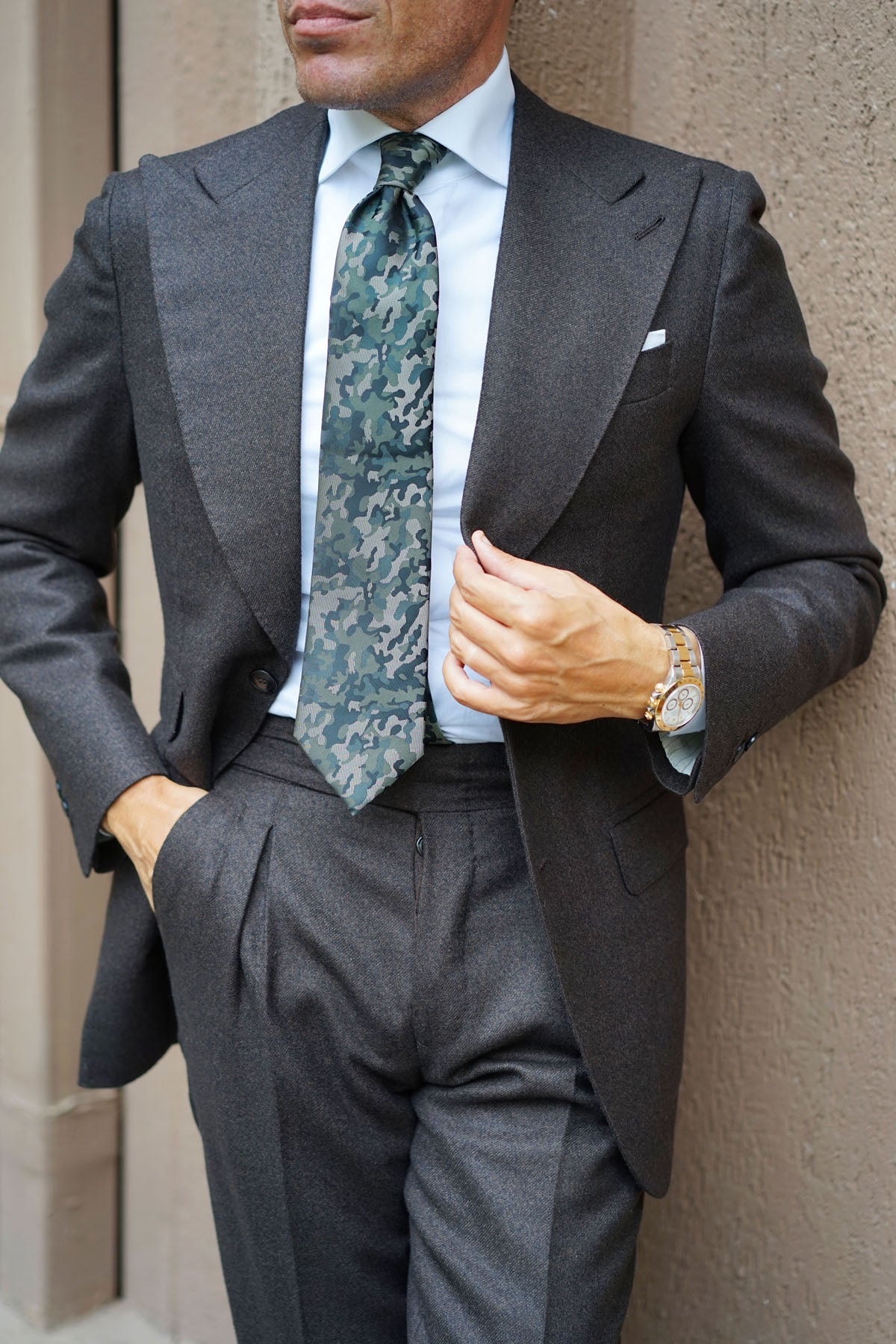 Camouflage Army Green Tie