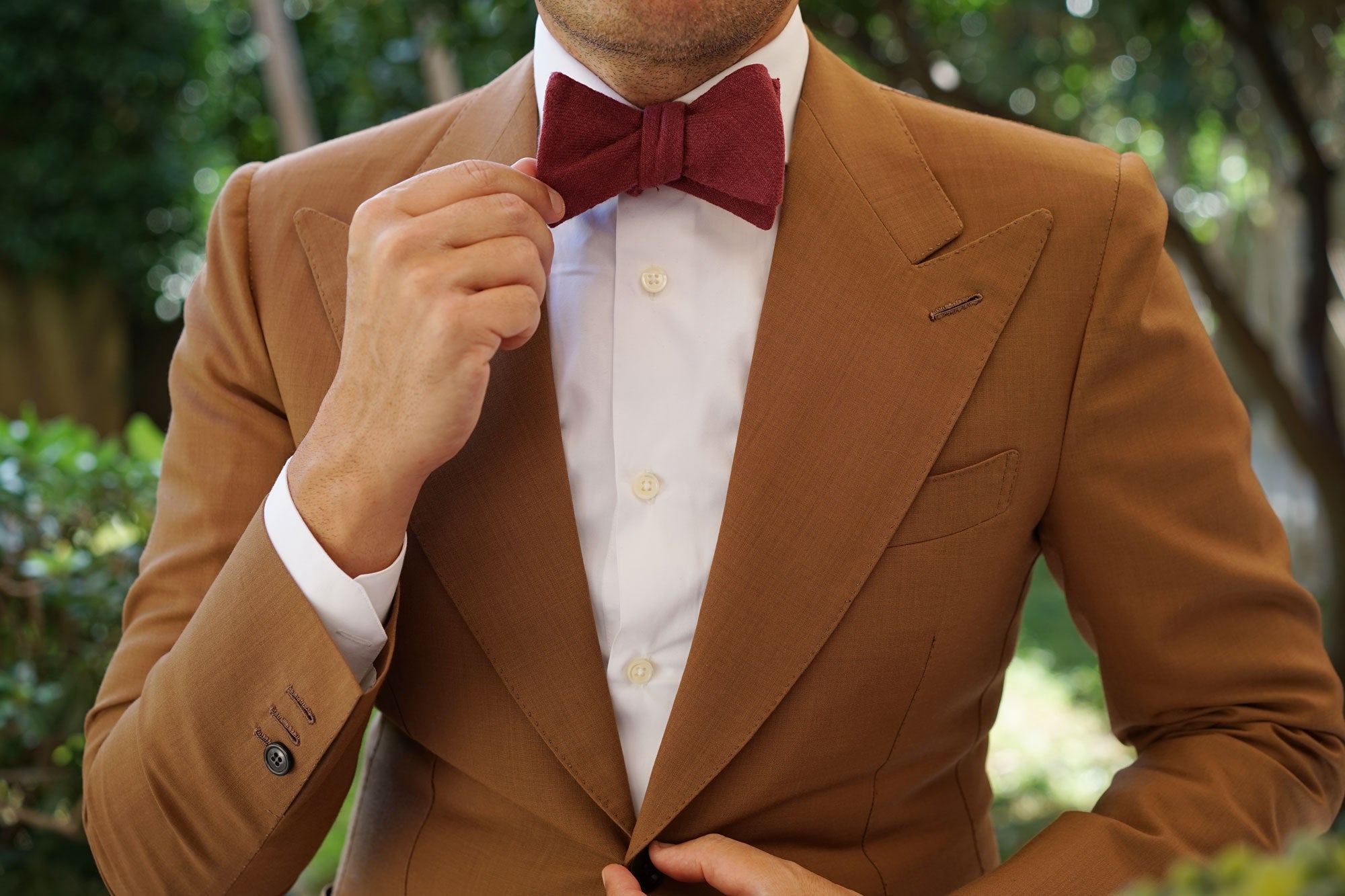 Chianti Maroon Linen Self Bow Tie