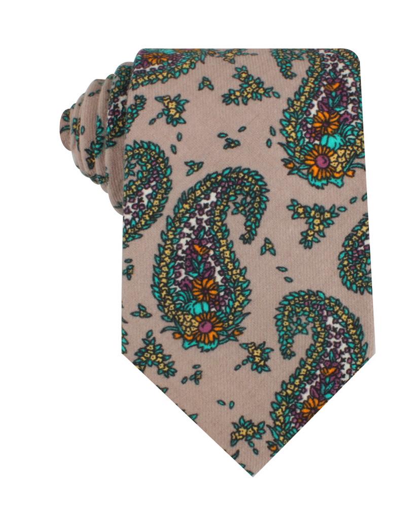 Bay of Kotor Light Brown Paisley Necktie