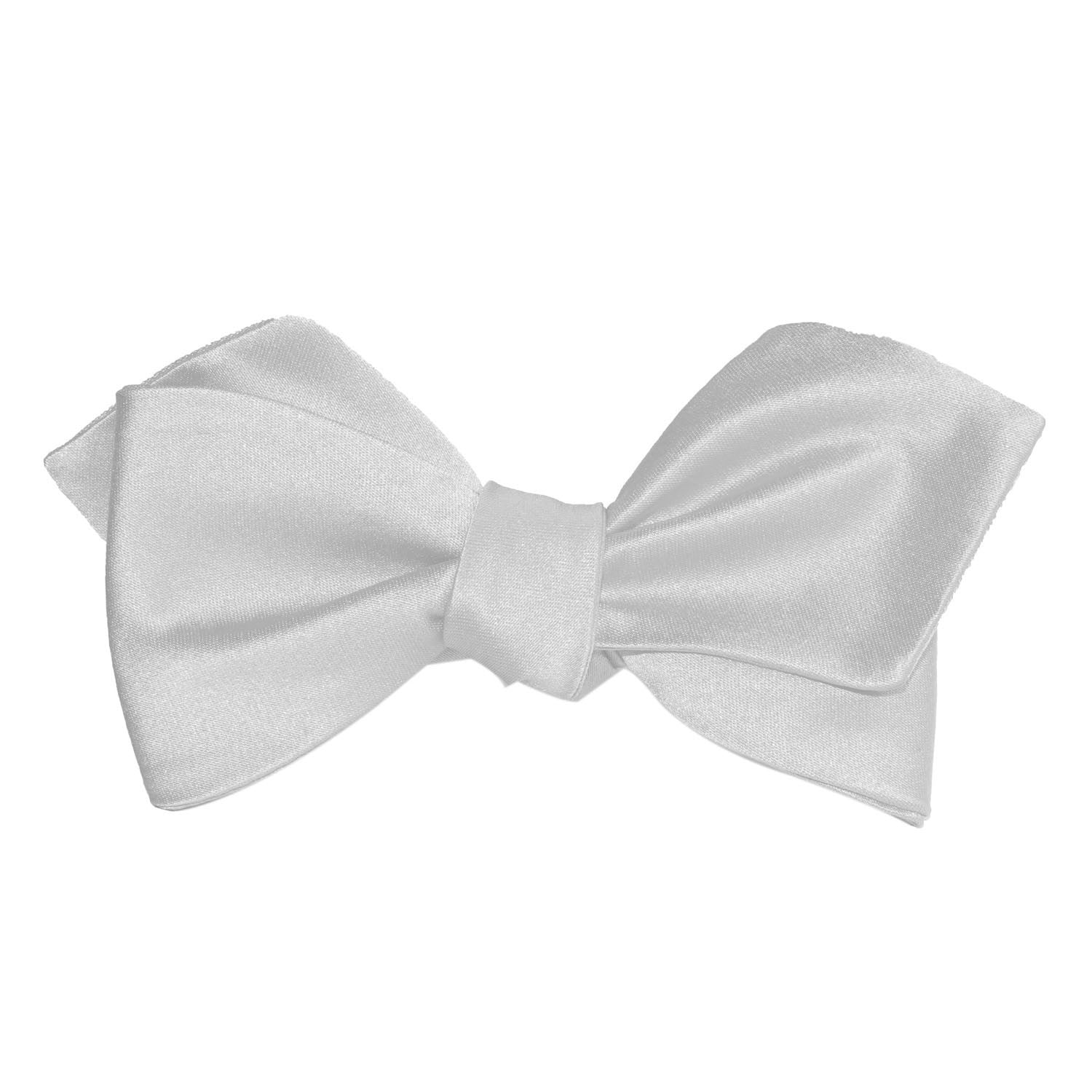 Light Grey Satin Self Tie Diamond Tip Bow Tie