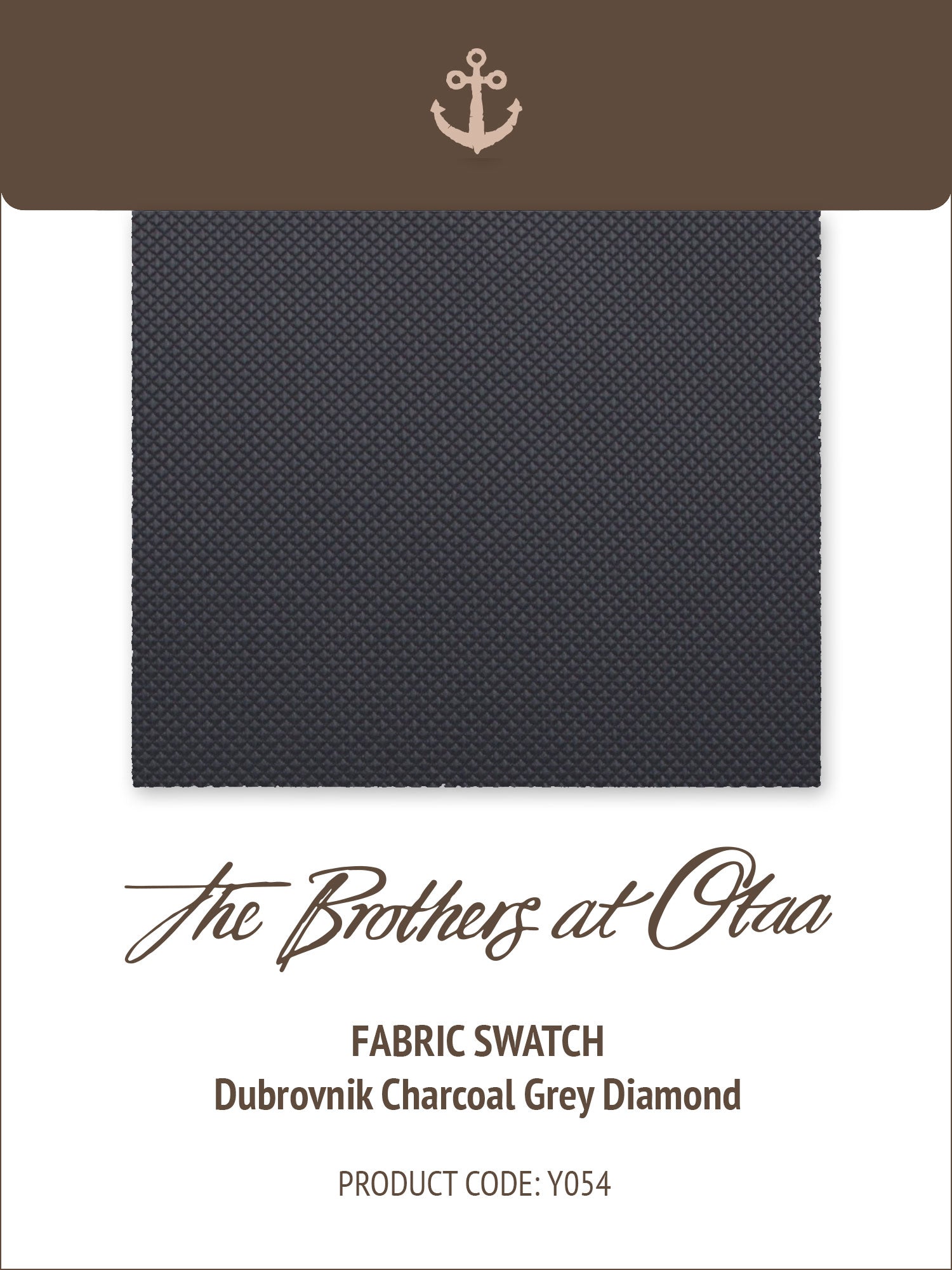 Fabric Swatch (Y054) - Dubrovnik Charcoal Grey Diamond