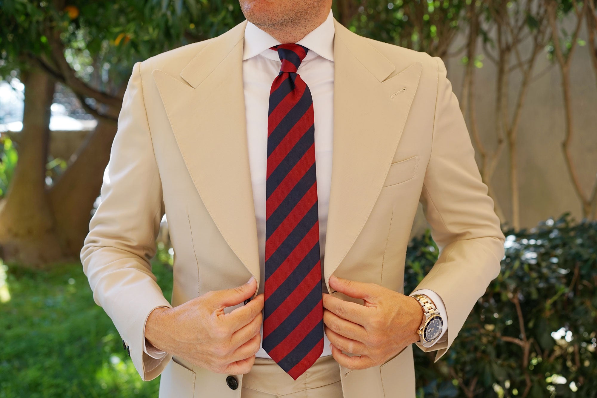 Burgundy & Navy Blue Stripes Tie