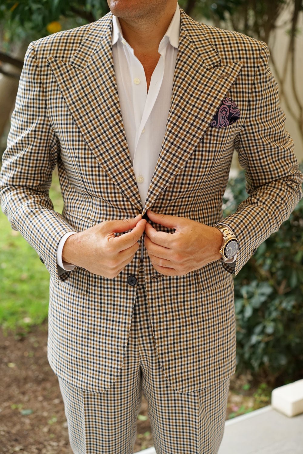 Qajar Dynasty Purple Paisley Pocket Square