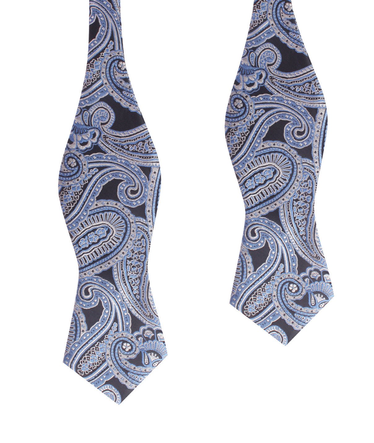 Paisley Blue Self Tie Diamond Tip Bow Tie