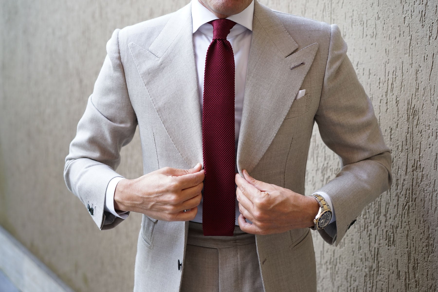 Gogo Burgundy Maroon Knitted Tie