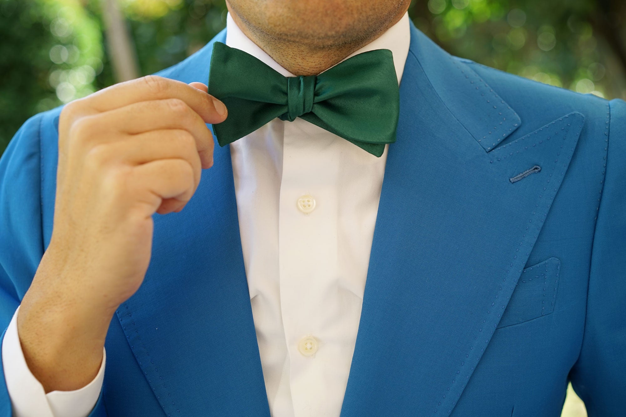 Juniper Green Satin Self Bow Tie