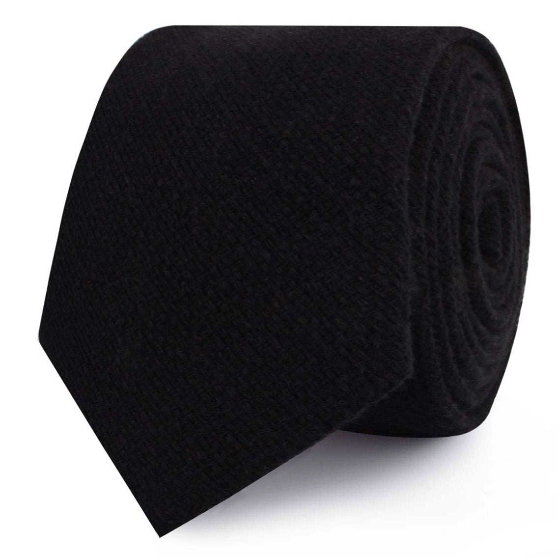 St Lucia Black Linen Skinny Tie