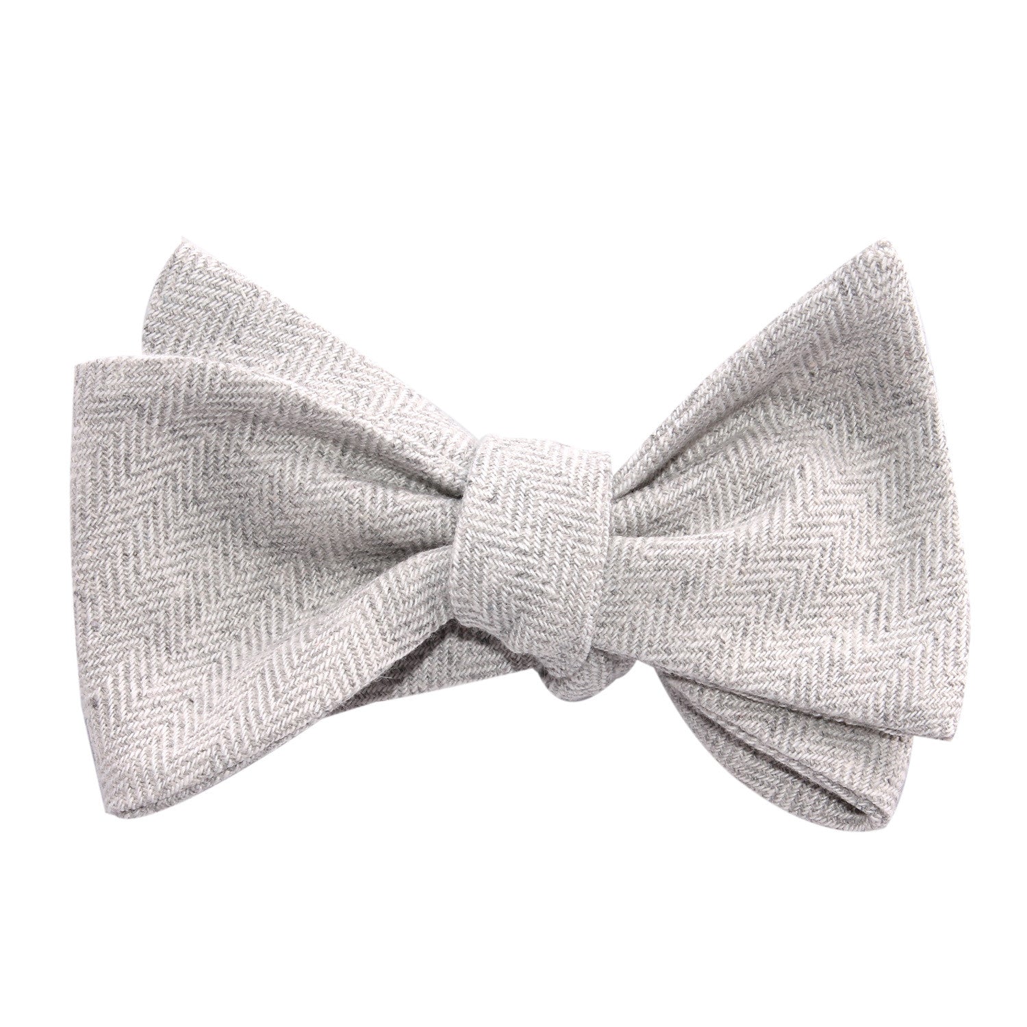 Light Grey Herringbone Linen Self Tie Bow Tie