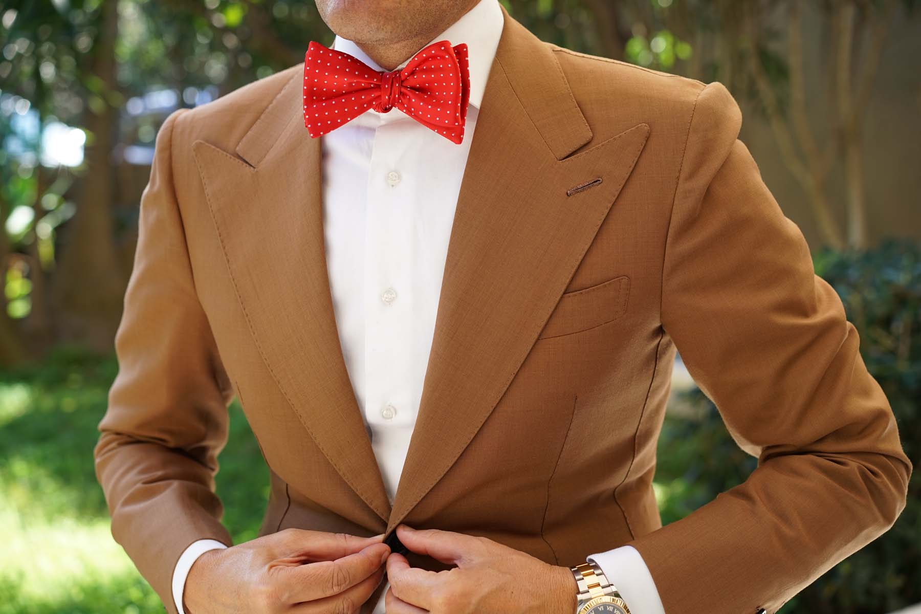 Red Bow Tie Untied with White Polka Dots