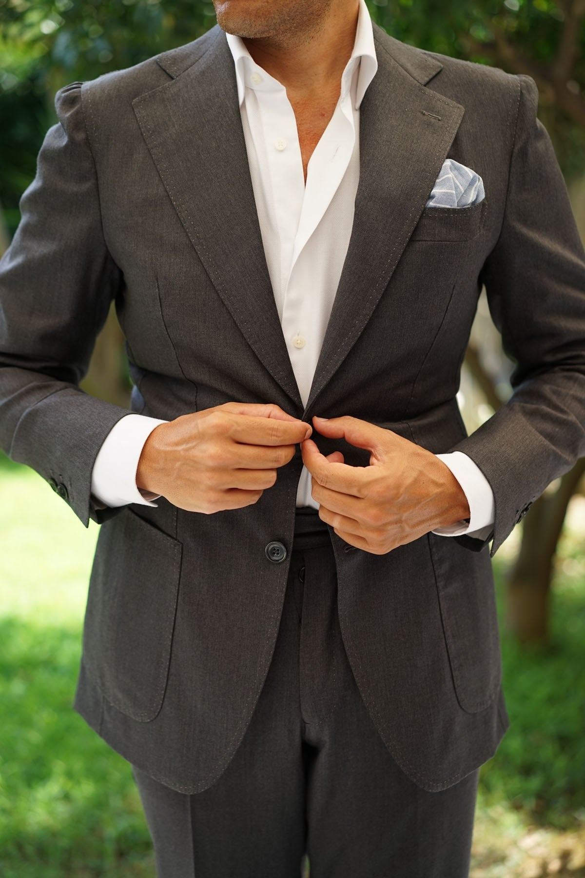 Blue Barney Pin Stripe Linen Pocket Square